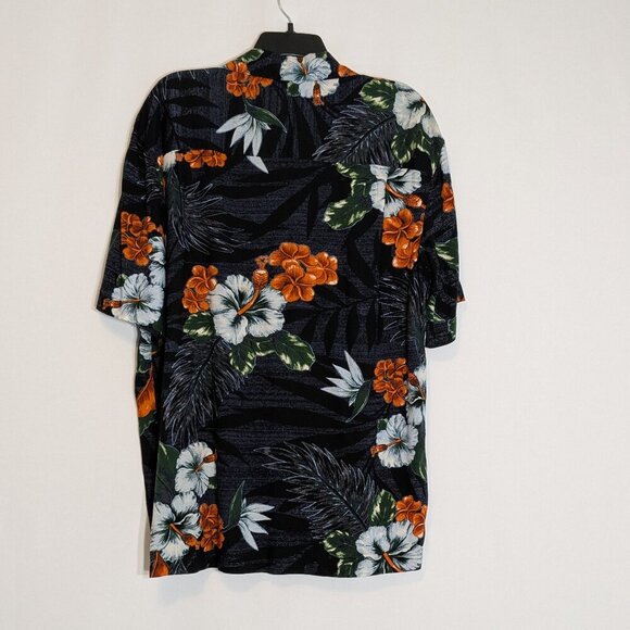 GEORGE Black/Blue/Orange Short Sleeve Floral Tropical Button Shirt; Size M - Picture 2 of 5